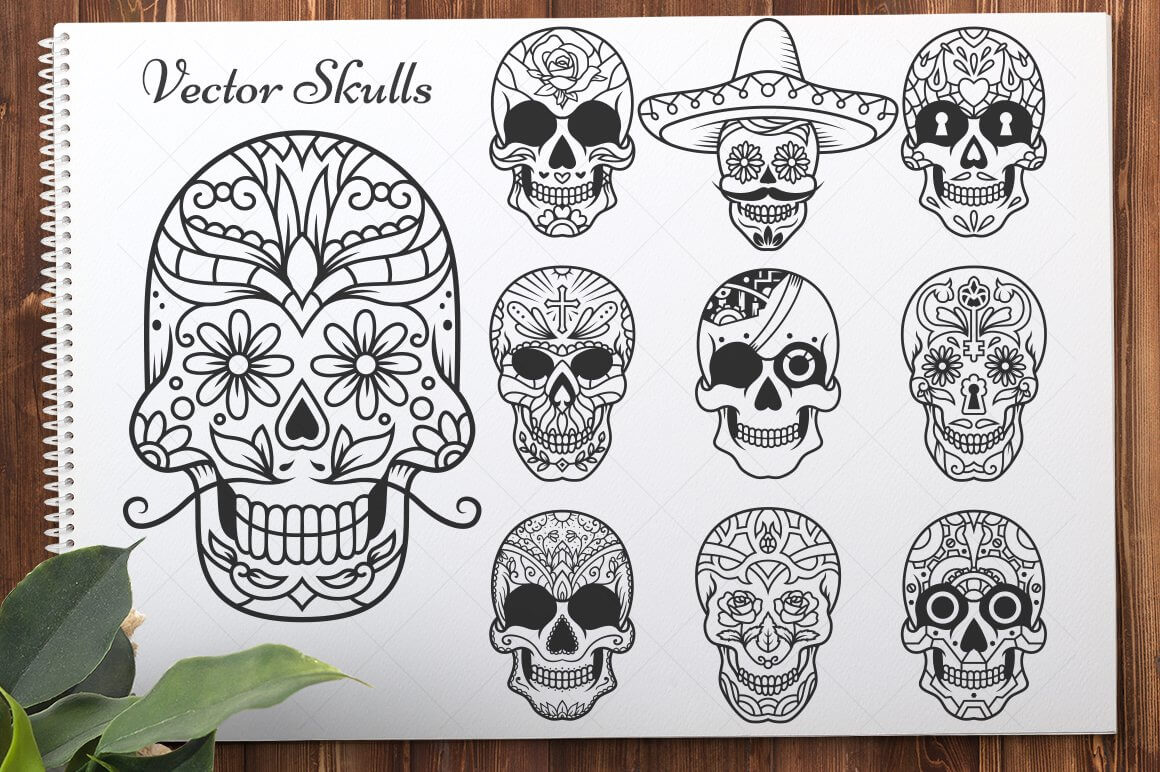Fifty different stylish skulls for each.