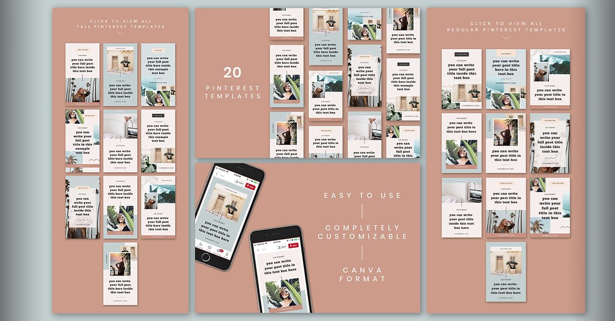 Minnie - 20 Pinterest Templates Unfolded Preview.