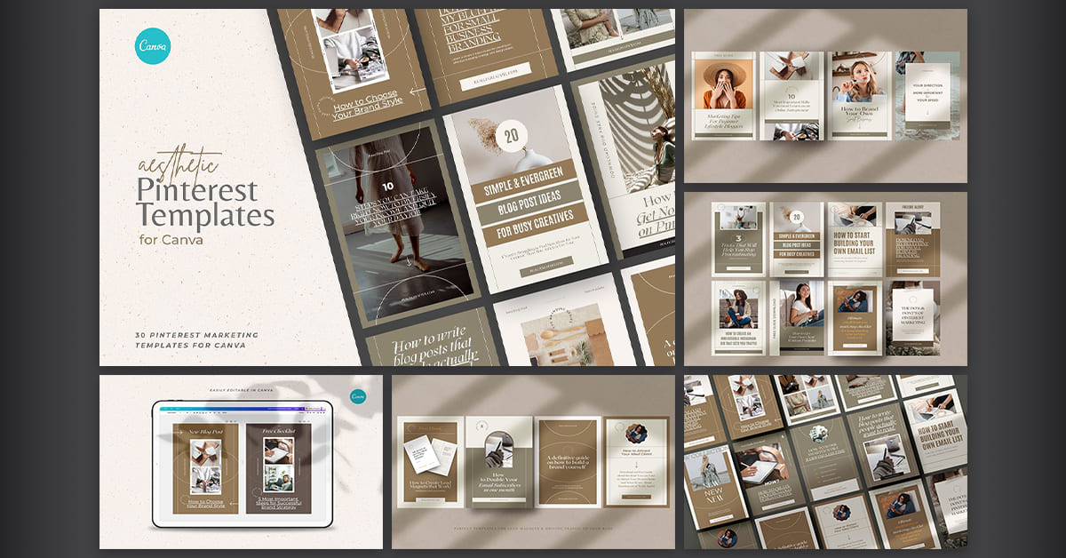 Aesthetic Pinterest Templates For Canva - Templates Preview.