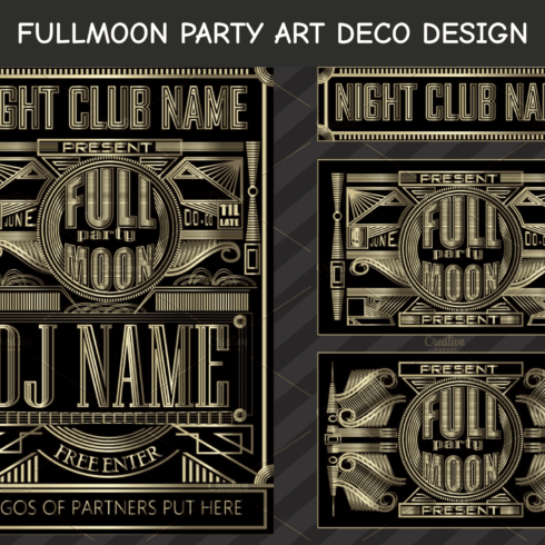 fullmoon party art deco design cover image.