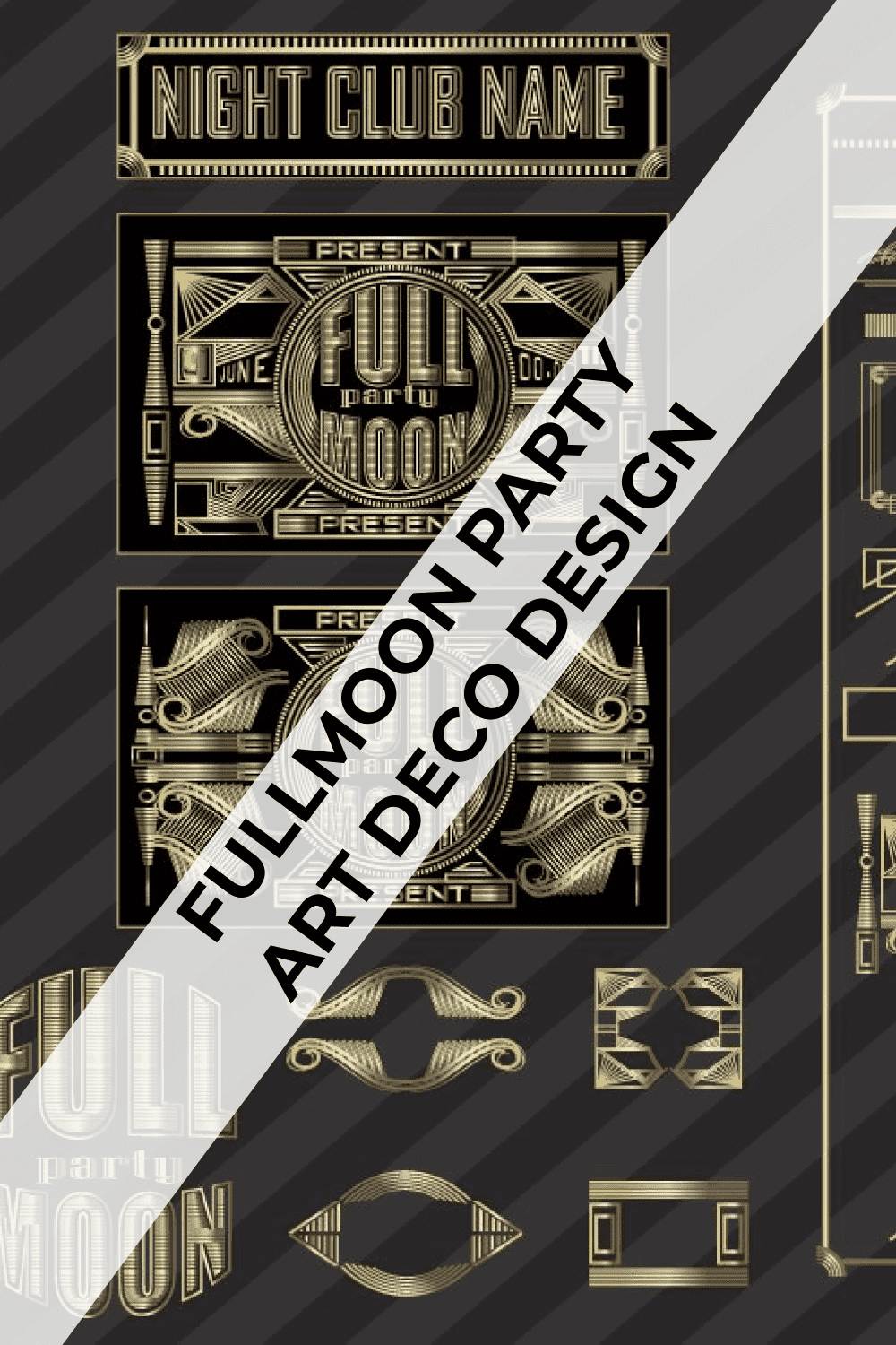 fullmoon party art deco design pinterest image.