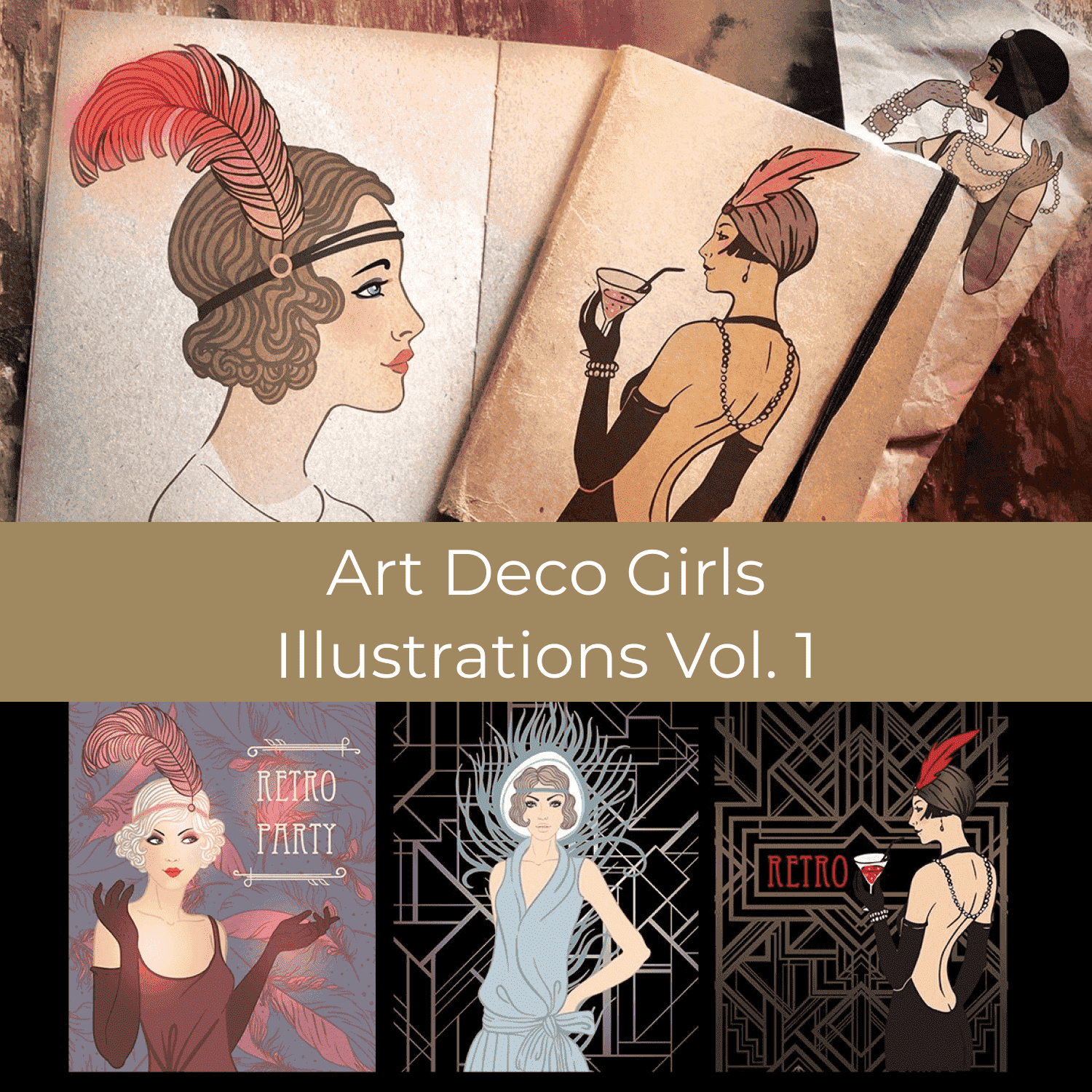 Art Deco Girls Illustrations Vol. 1 preview image.