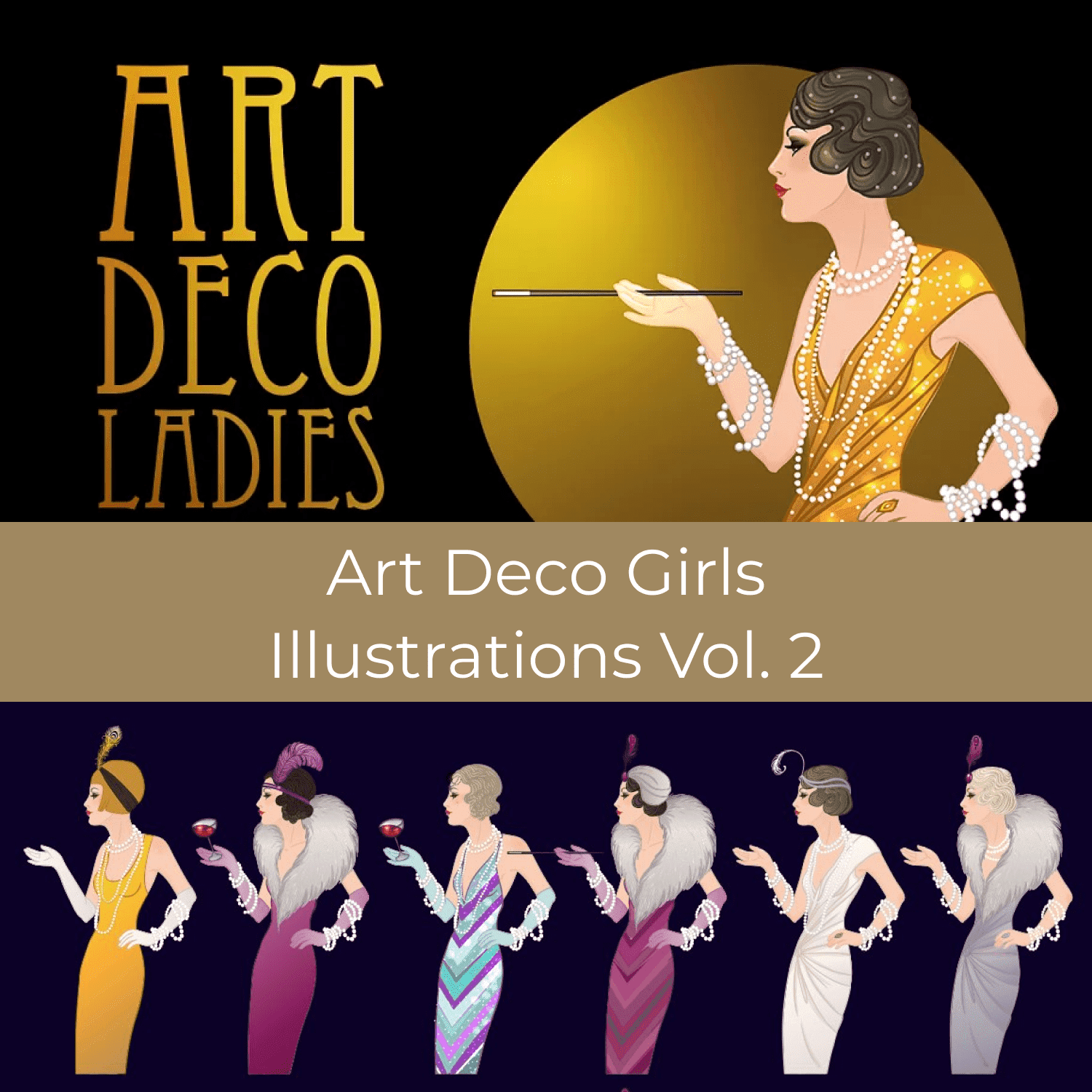 Art Deco Girls Illustrations Vol. 2 preview image.