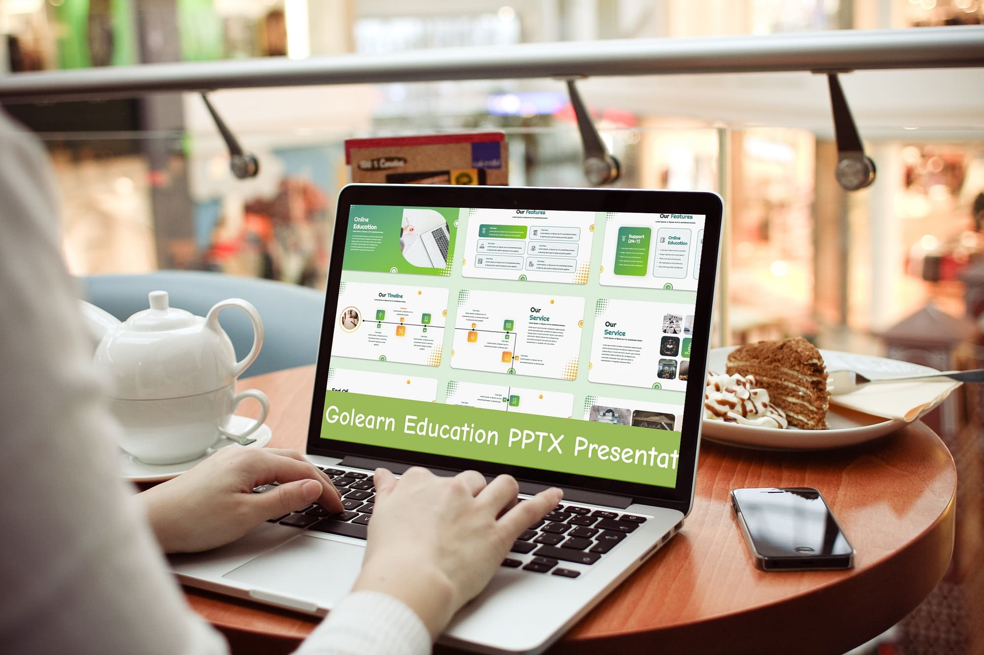 golearn education pptx presentation laptop mockup