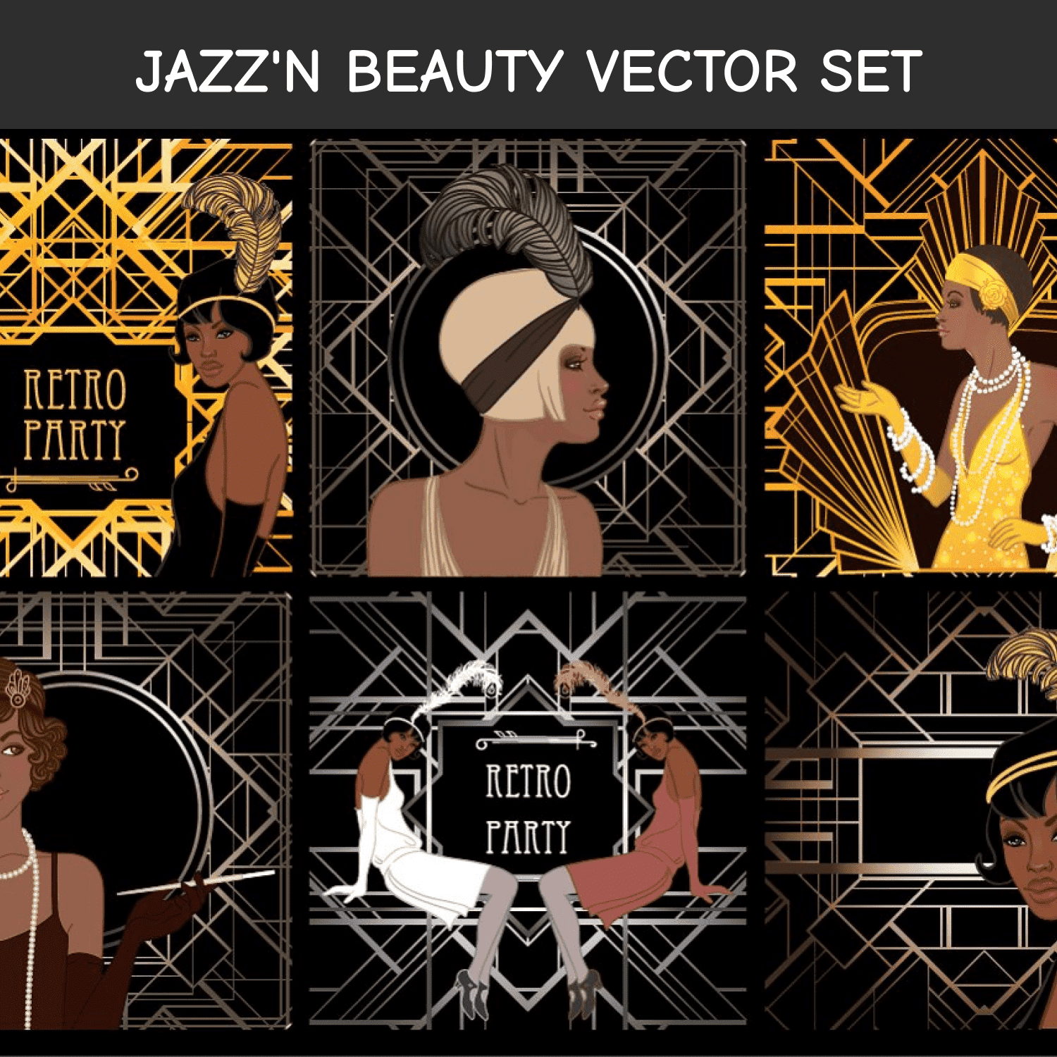 jazzn beauty vector set cover image.
