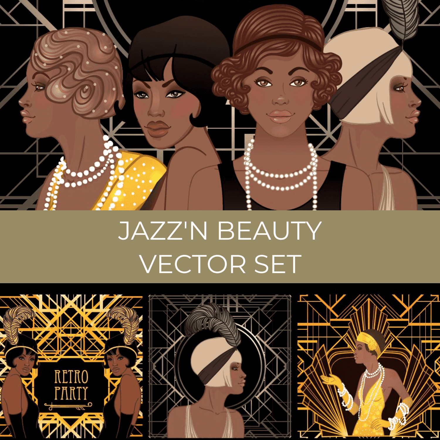 jazzn beauty vector set preview image.