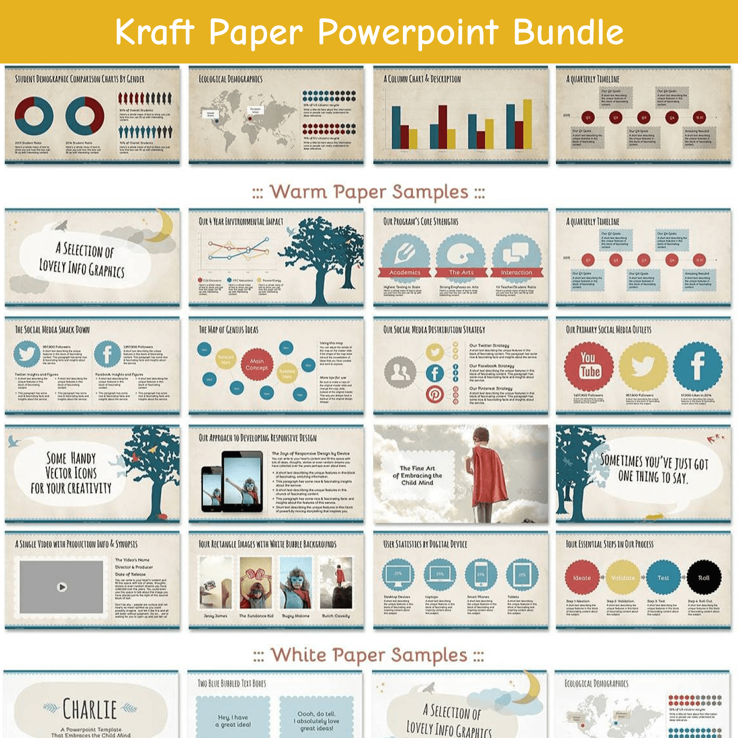 kraft paper powerpoint bundle cover image.