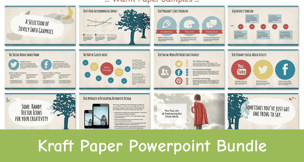 kraft paper powerpoint bundle facebook image.