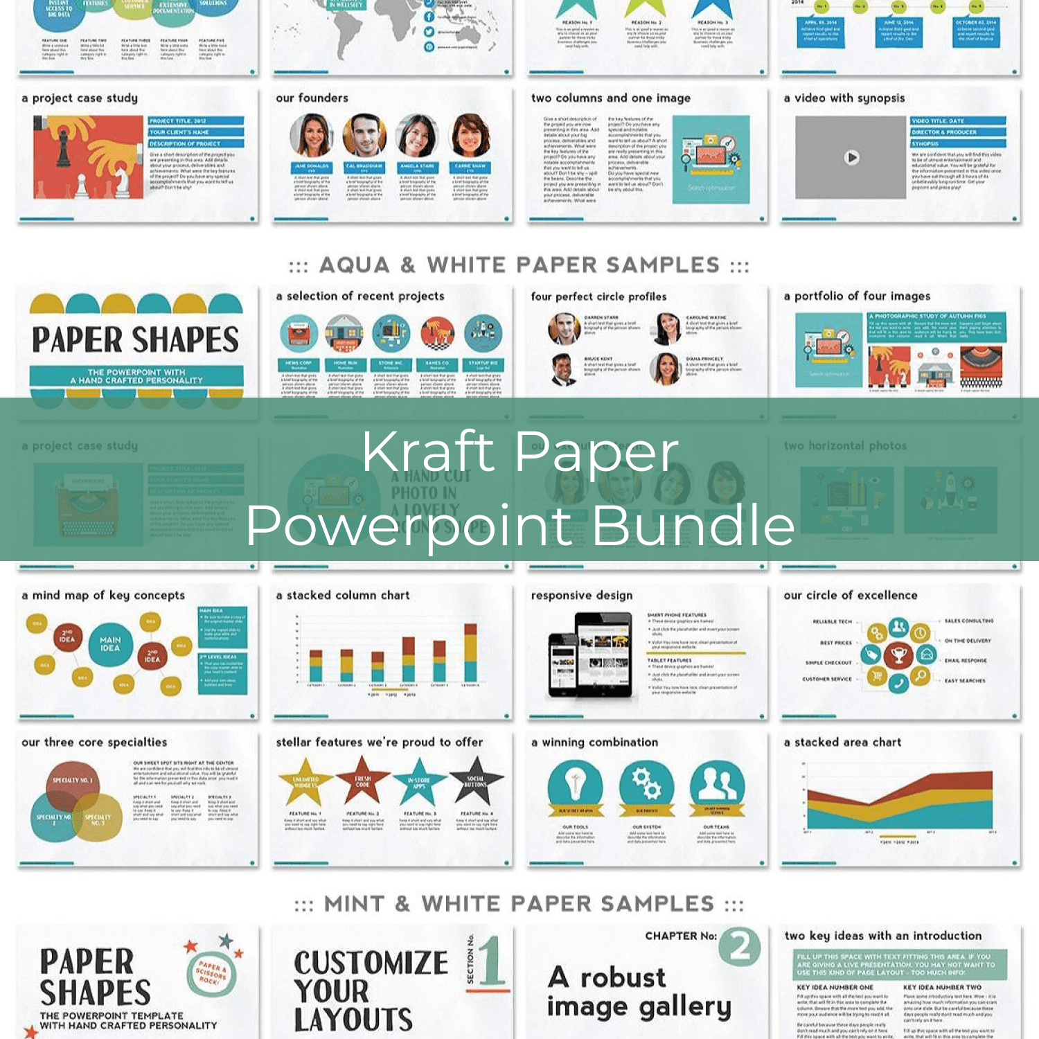 kraft paper powerpoint bundle preview image.