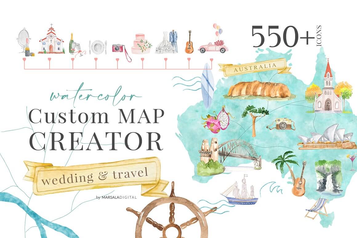 Watercolor Custom Map Creator.