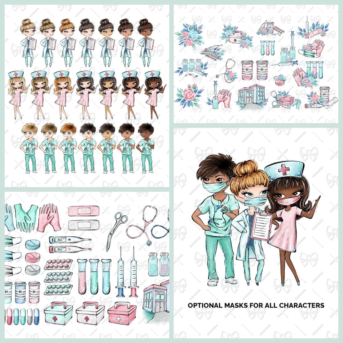 medical watercolor clipart preview image.