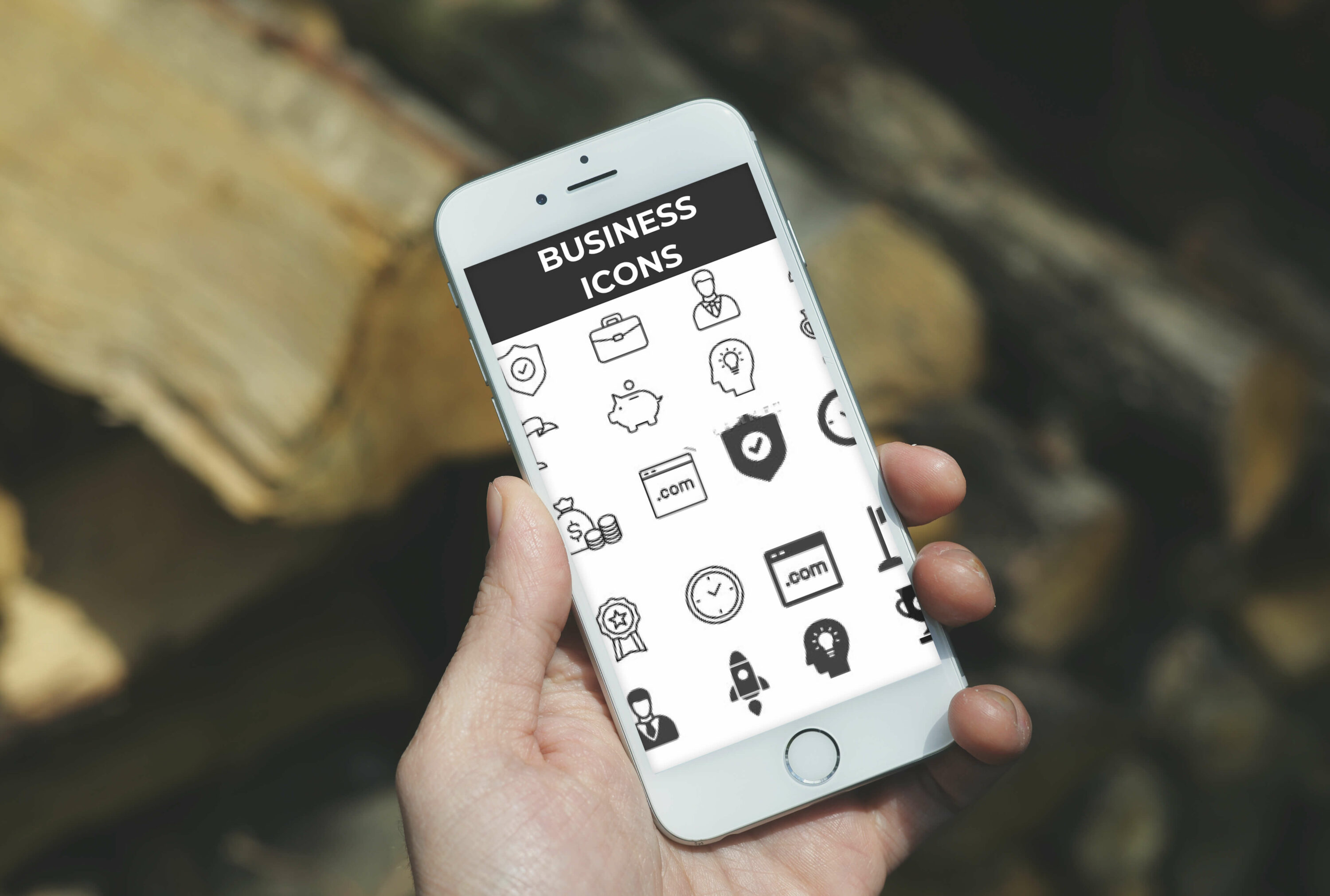 Business Icons, preview on mobile.