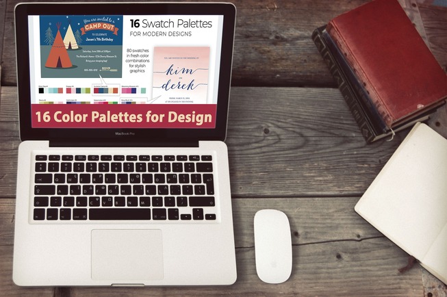 16 Color Palettes For Design, On The Laptop.