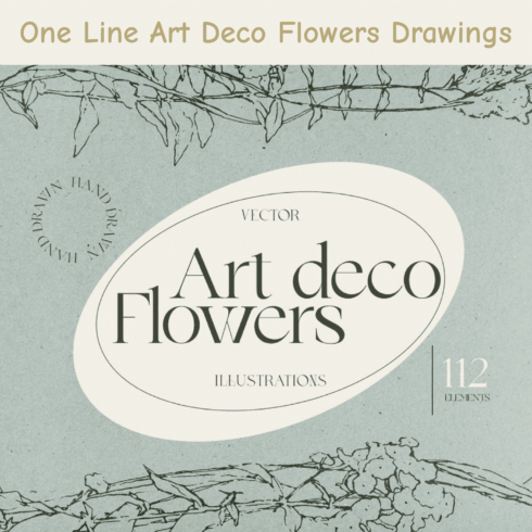 one line art deco flowers drawings cover image.