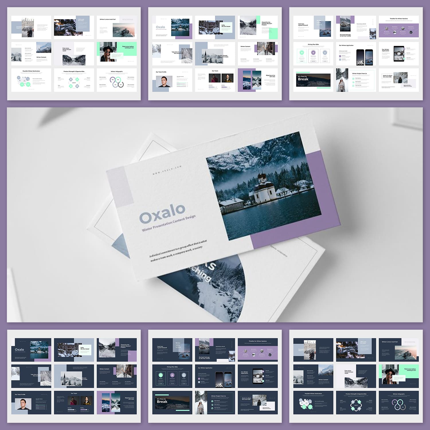 oxalo winter theme powerpoint preview image.