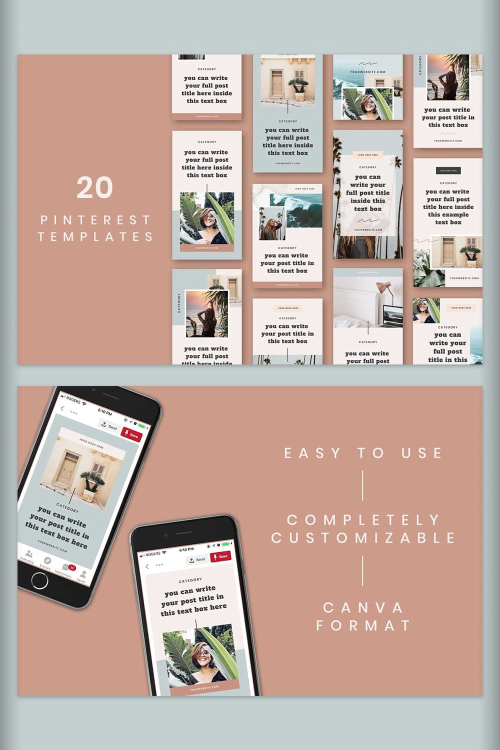 Minnie - 20 Pinterest Templates - "Easy To Usem Completely Customizable".