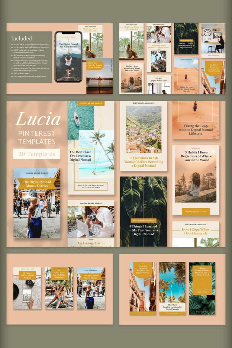 Lucia Pinterest Template Pack – MasterBundles