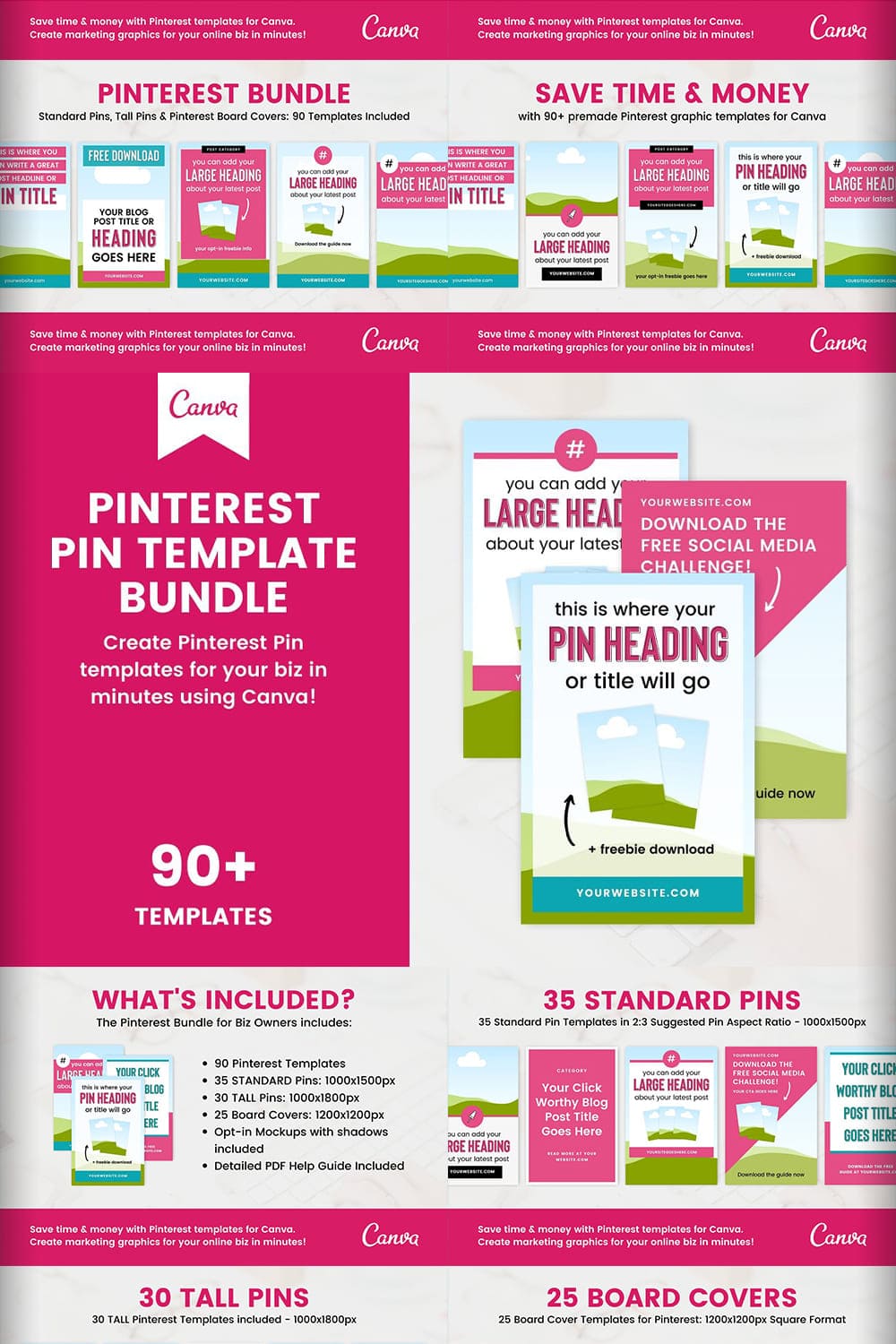 Pinterest Pin Template Bundle - "Save Time & Money!".
