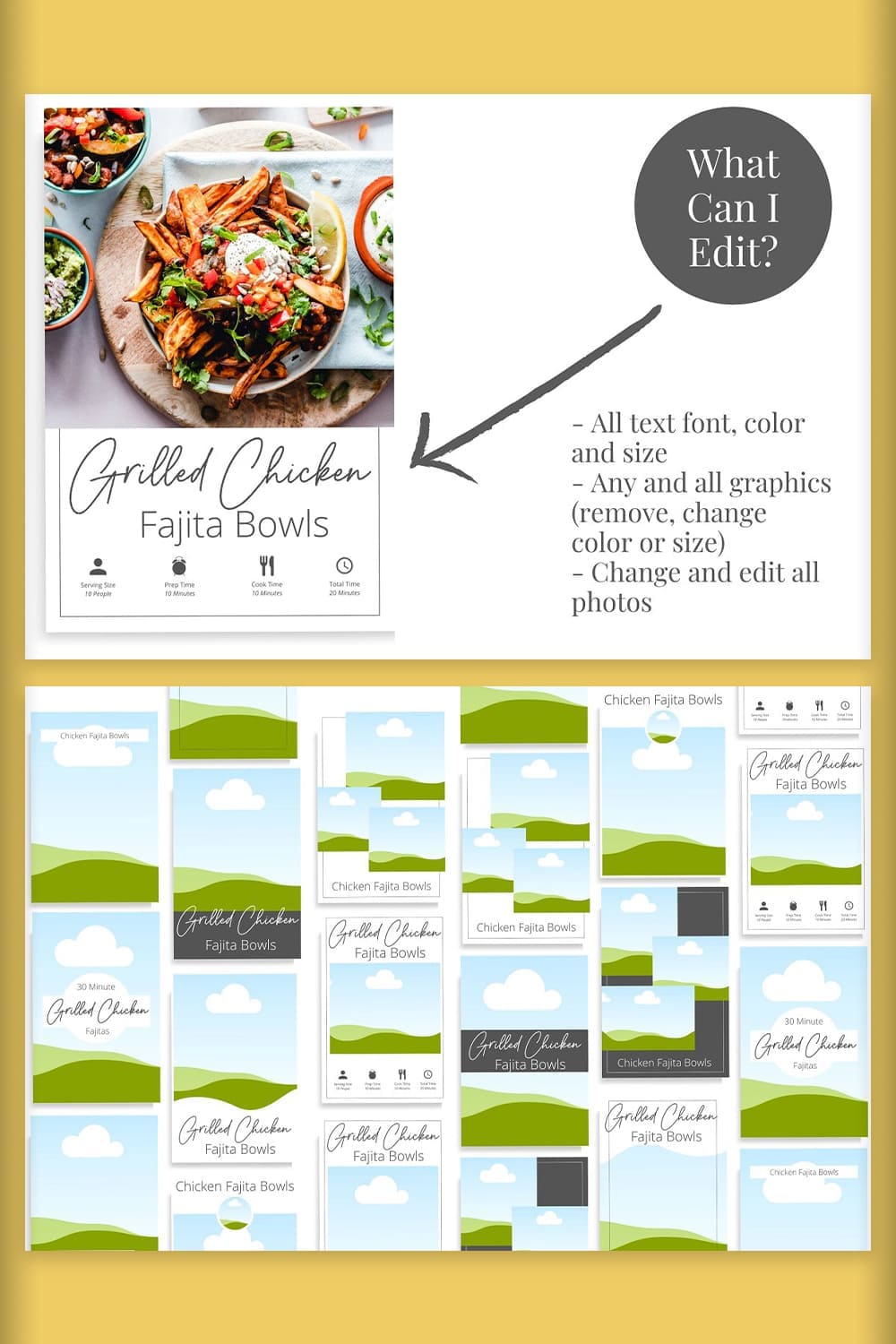 Pinterest Pins For Food Bloggers - Edit Instructions And Template Preview.