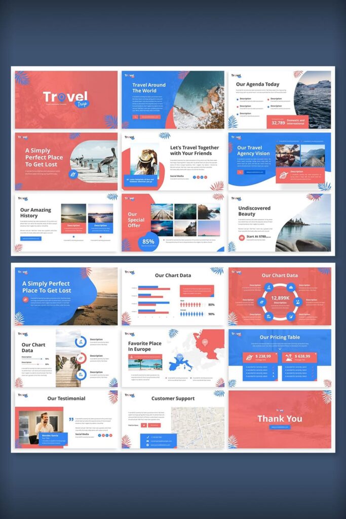 Pinterest collage image with Trap Travel Keynote Template.