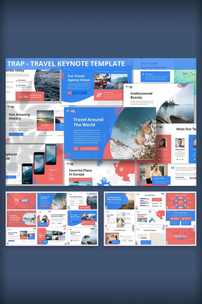 Pinterest preview for Trap Travel Keynote Template.