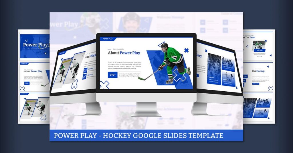 Power Play - Hockey Google Slides Facebook Collage Image.
