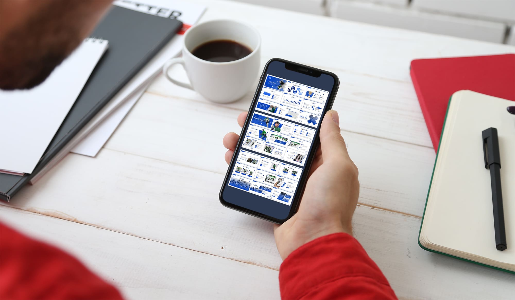 Power Play - Hockey Google Slides mockup smartphone preview.