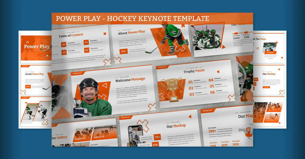 Power Play - Hockey Keynote Template Facebook preview.