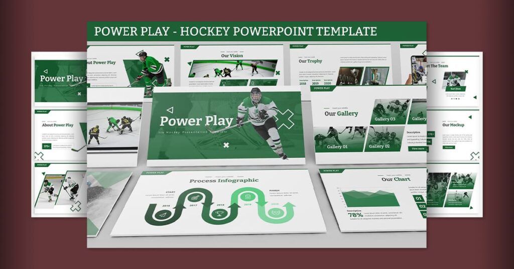 Power Play - Hockey Powerpoint template Facebook Collage Image.