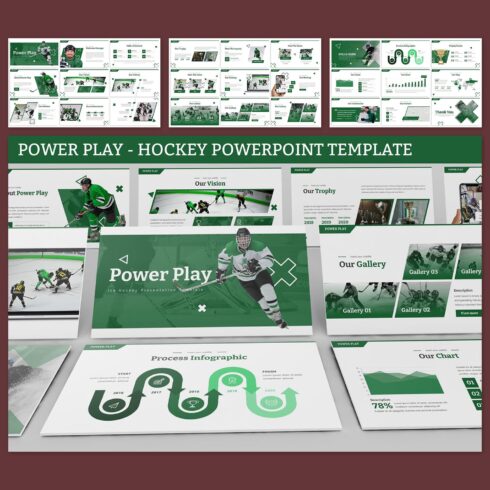 Power Play - Hockey Powerpoint template main cover.