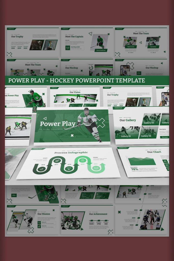 Power Play - Hockey Powerpoint template Pinterest preview.