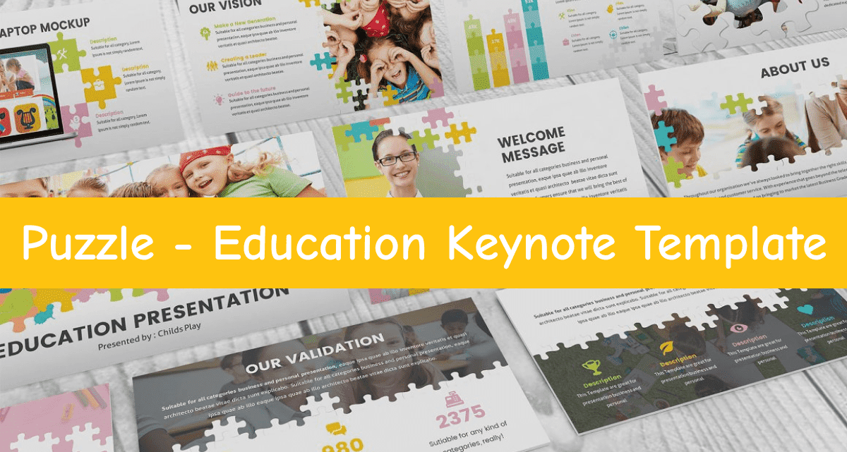 puzzle education keynote template facebook image.