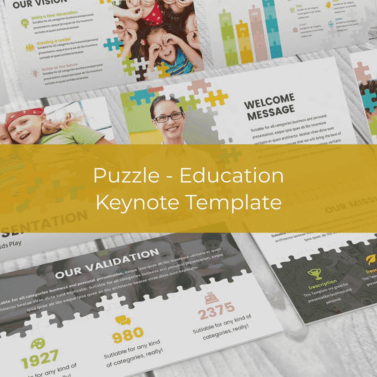 puzzle education keynote template preview