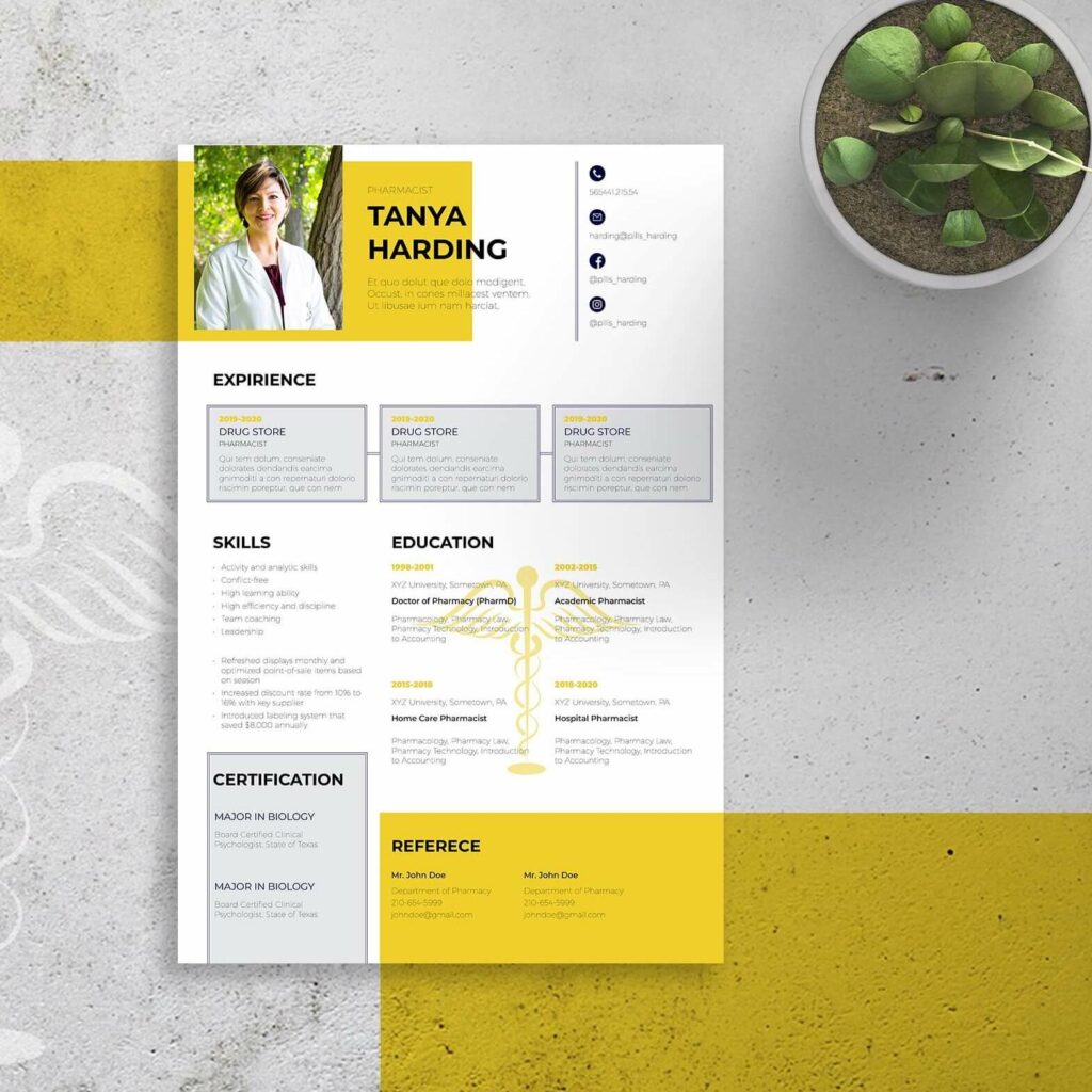 Resume Template Pharmacy InDesign MasterBundles