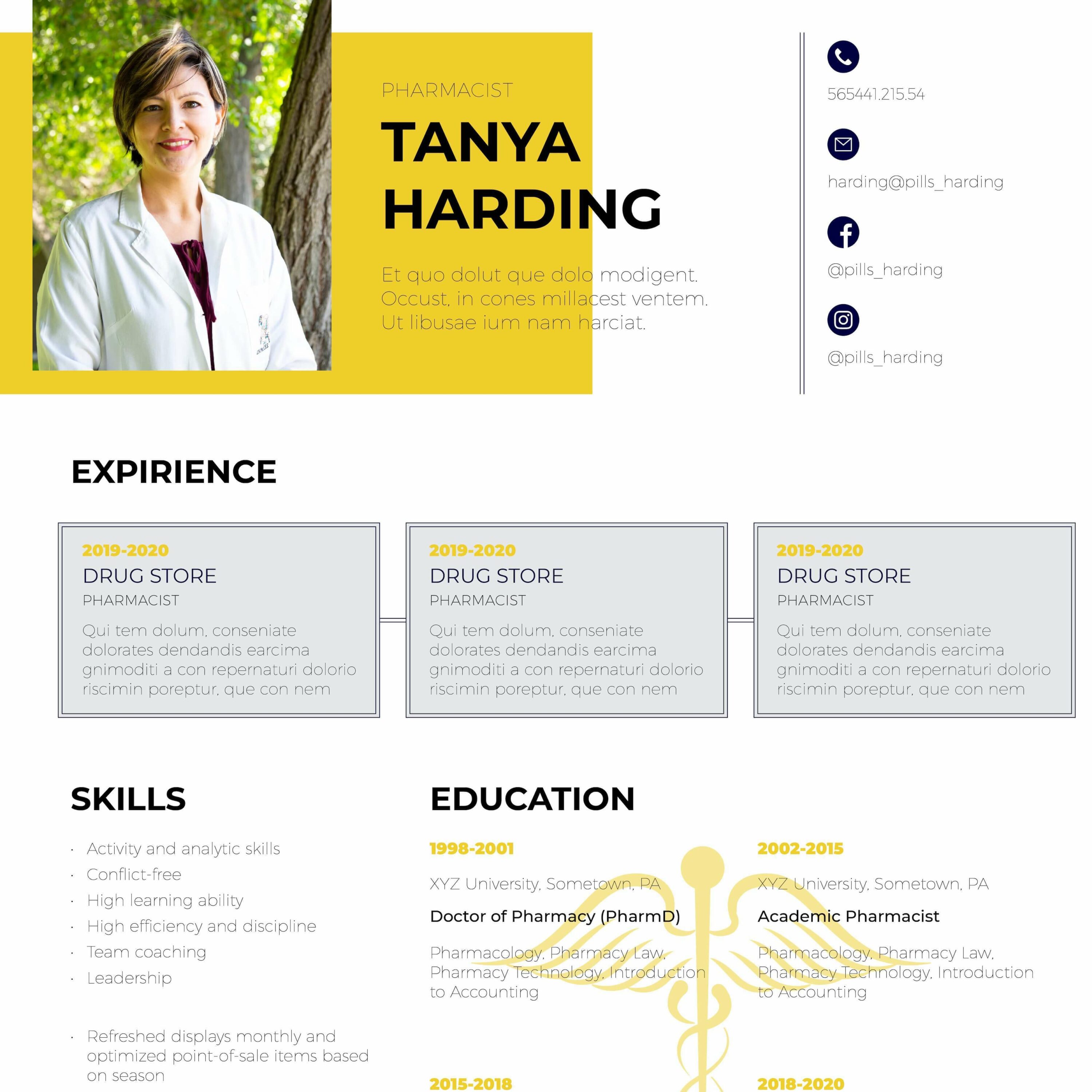 resume template pharmacy indesign preview