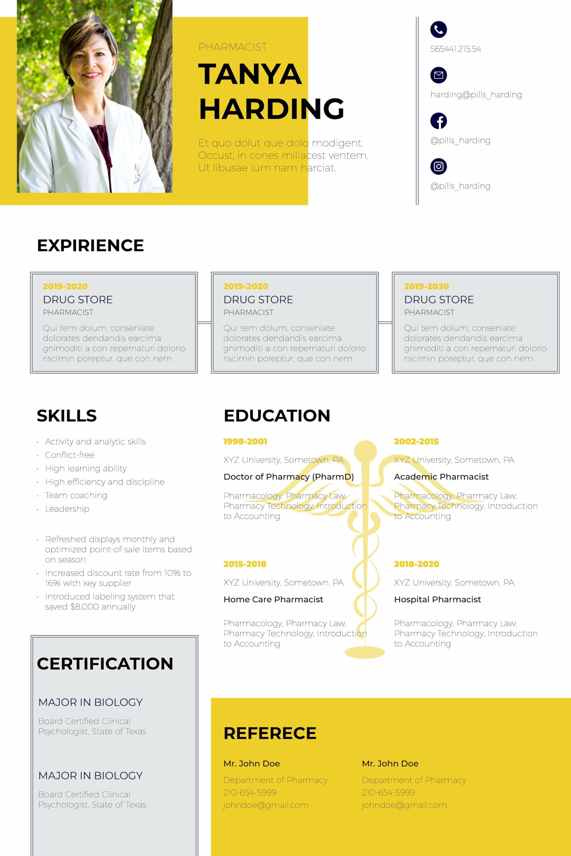 resume template pharmacy indesign1