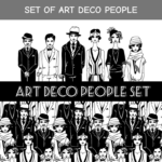 set of art deco people cover