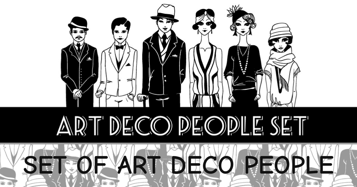 set of art deco people facebook image.