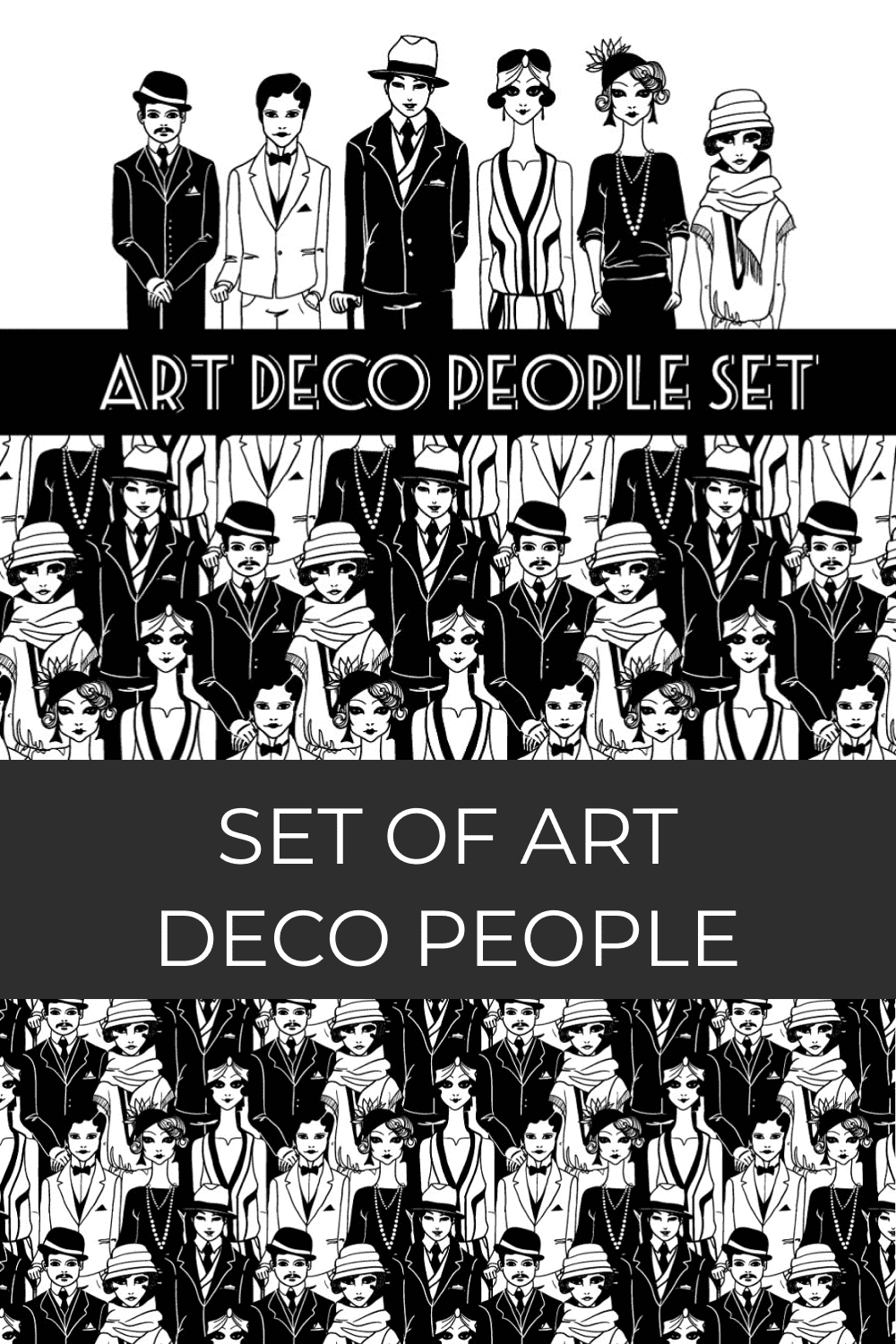 set of art deco people pinterest image.