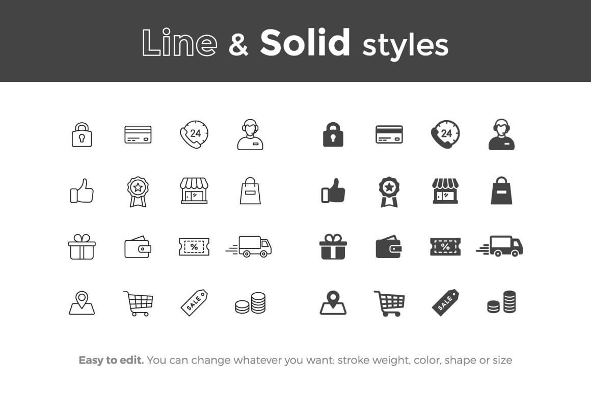 Line and Solid Styles, stroke weight,color,shape or size.