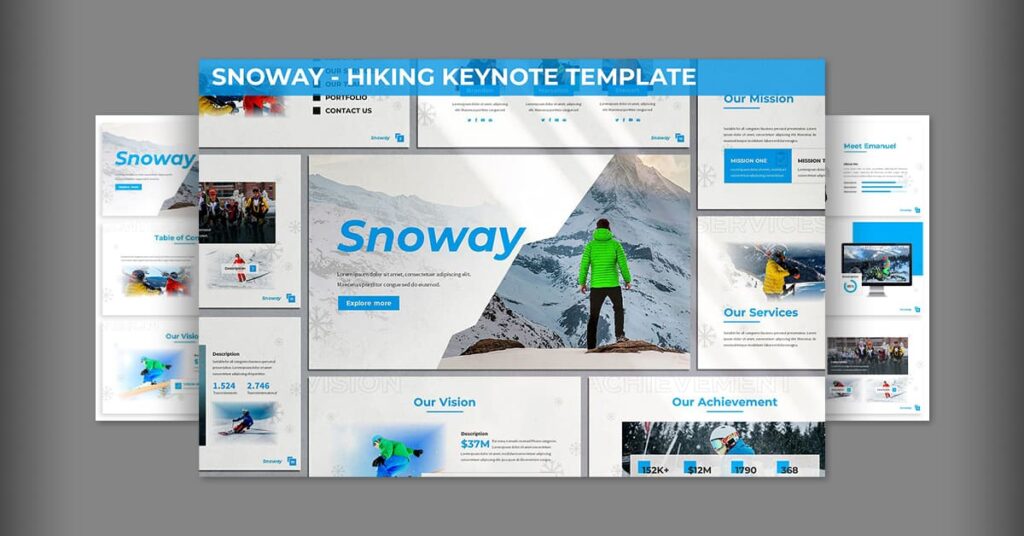 Snoway - Hiking Keynote Template Facebook collage image.