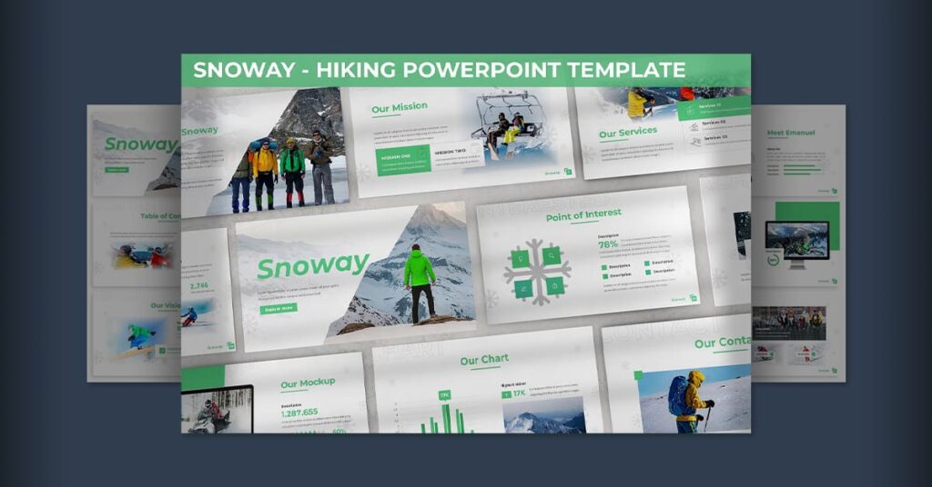 Snoway - Hiking Powerpoint Template Facebook collage image.