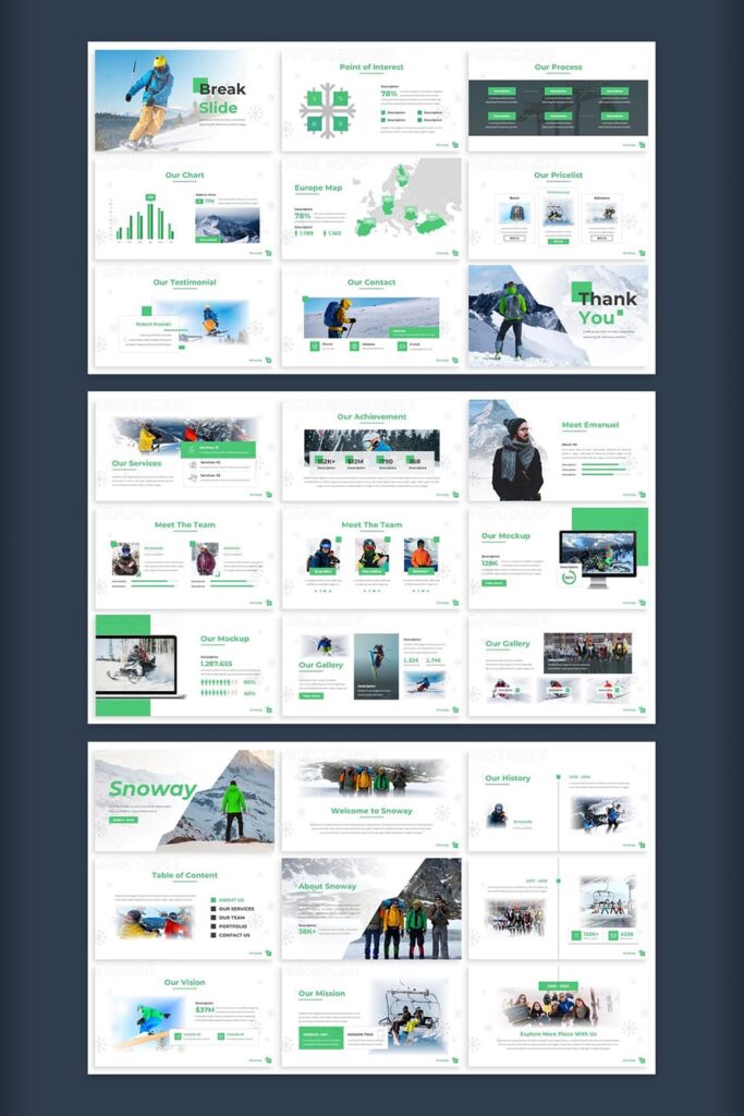 Snoway - Hiking Powerpoint Template Pinterest preview.