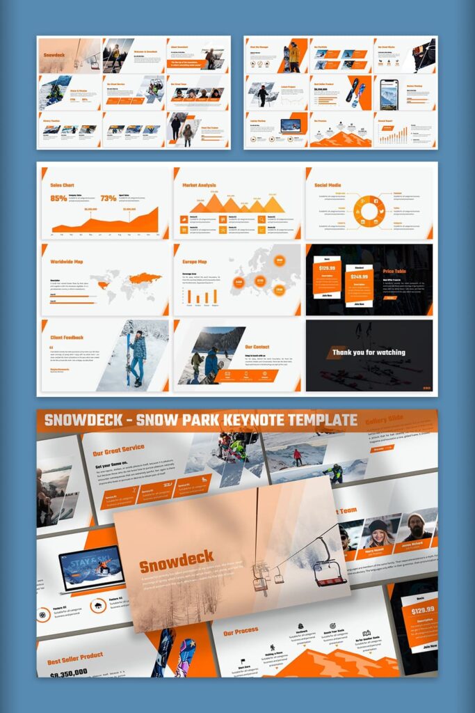 Snowdeck - Snow Park Keynote Pinterest Collage image.