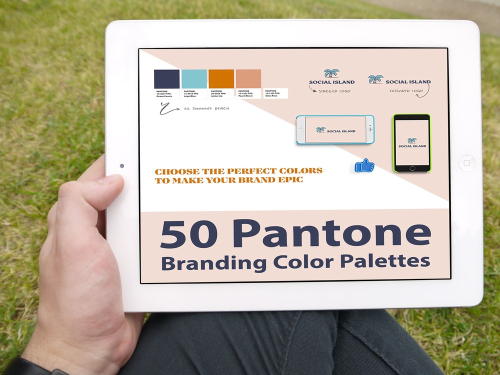 50 Pantone Branding Color Palettes On The Tablet.