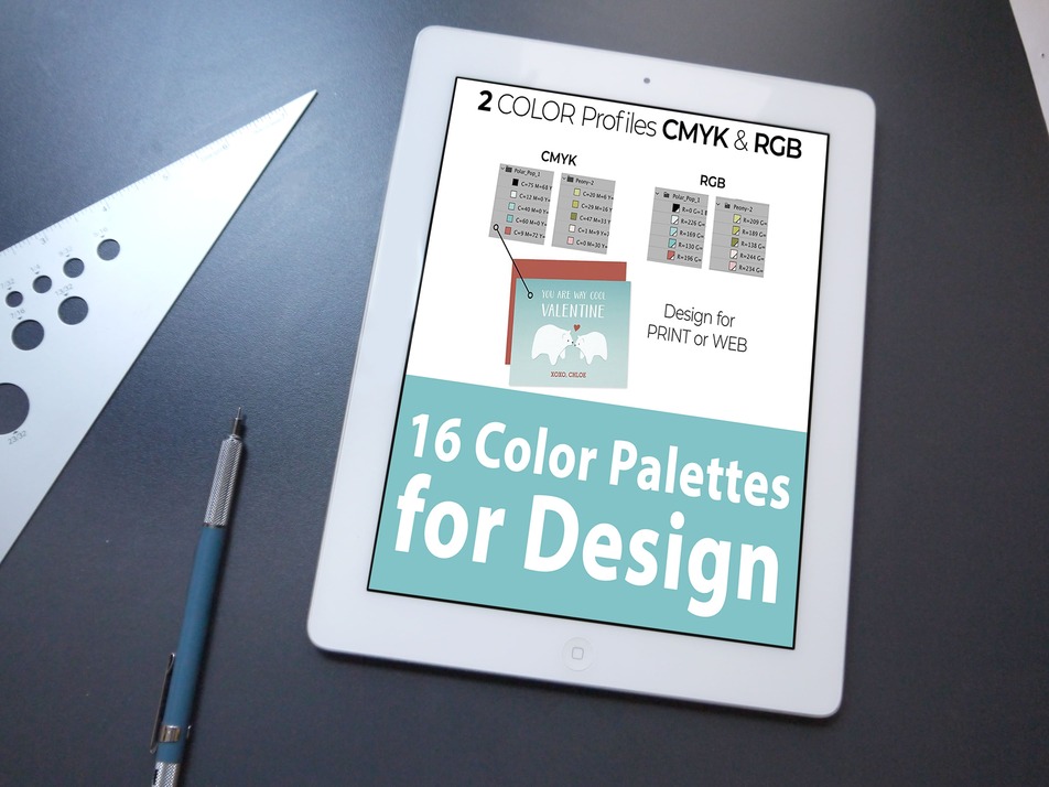 16 Color Palettes For Design, On The Tablet.