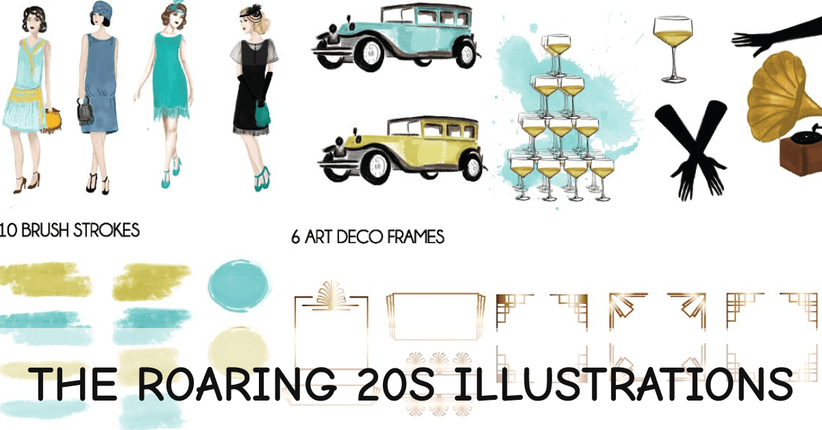 the roaring 20s illustrations facebook image.