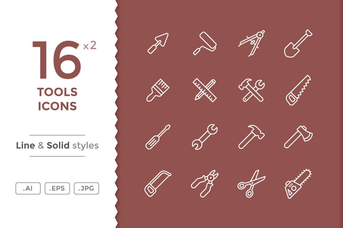 16 tools icons.