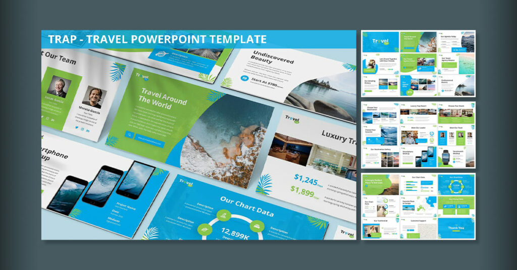 Trap - Travel Powerpoint Template Facebook collage image.