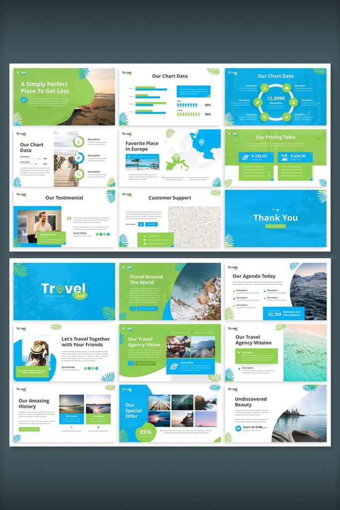 Trap Travel Powerpoint Template Pinterest image.